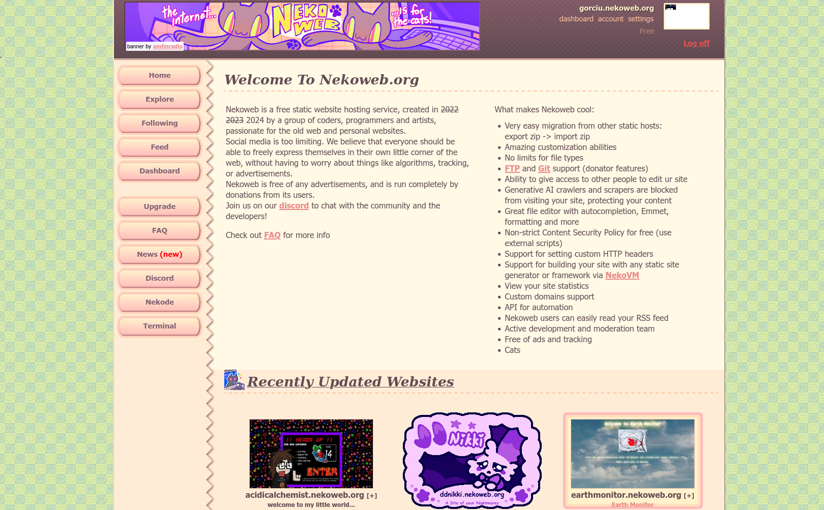nekoweb screenshot